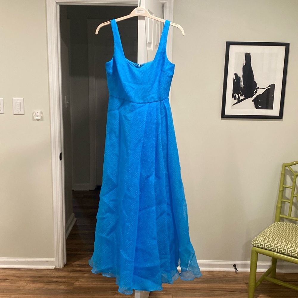 Blue long black tie dress - ml monique lhuillier